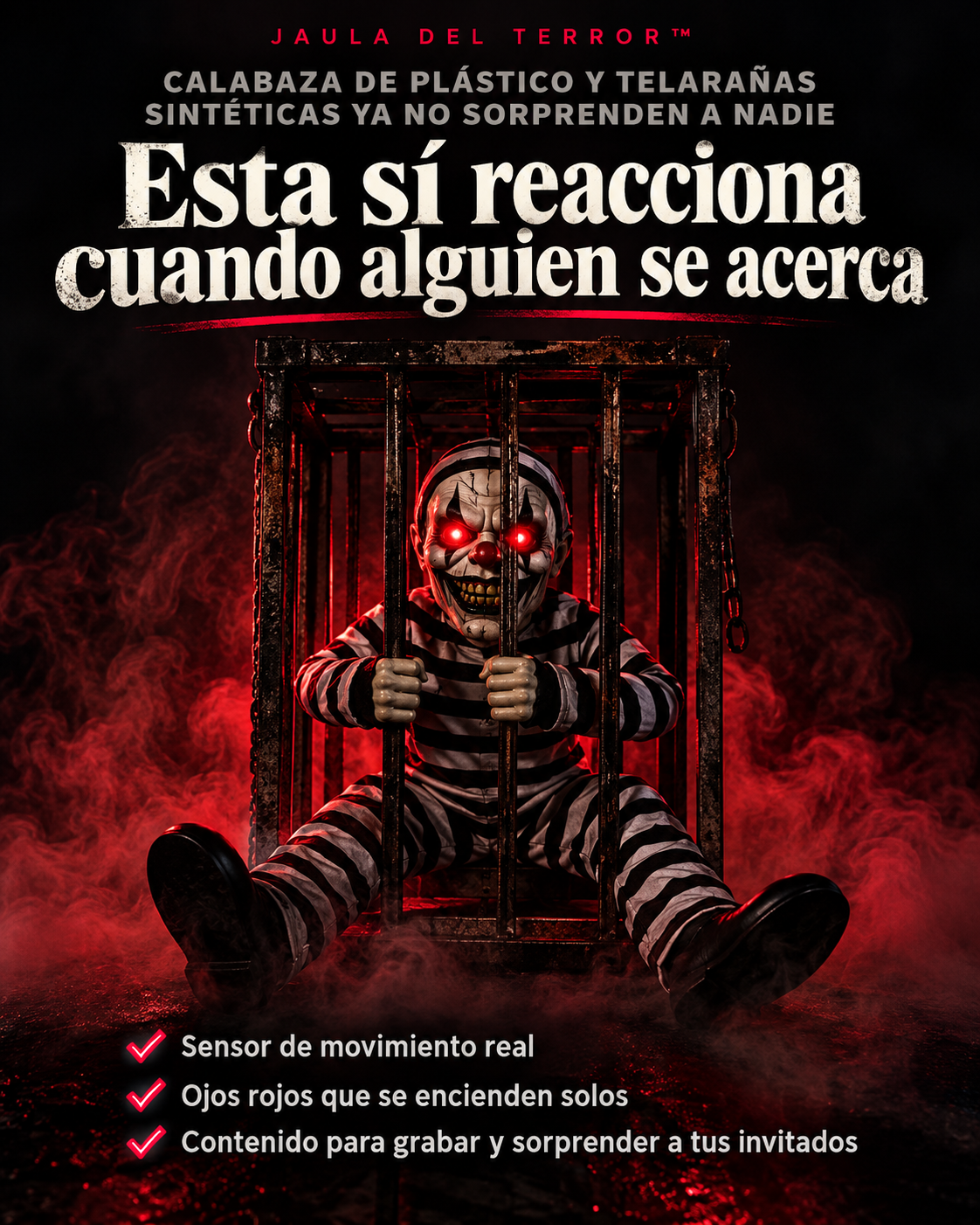 Muñeco De HalloweenJaula Con Luz Y Movim