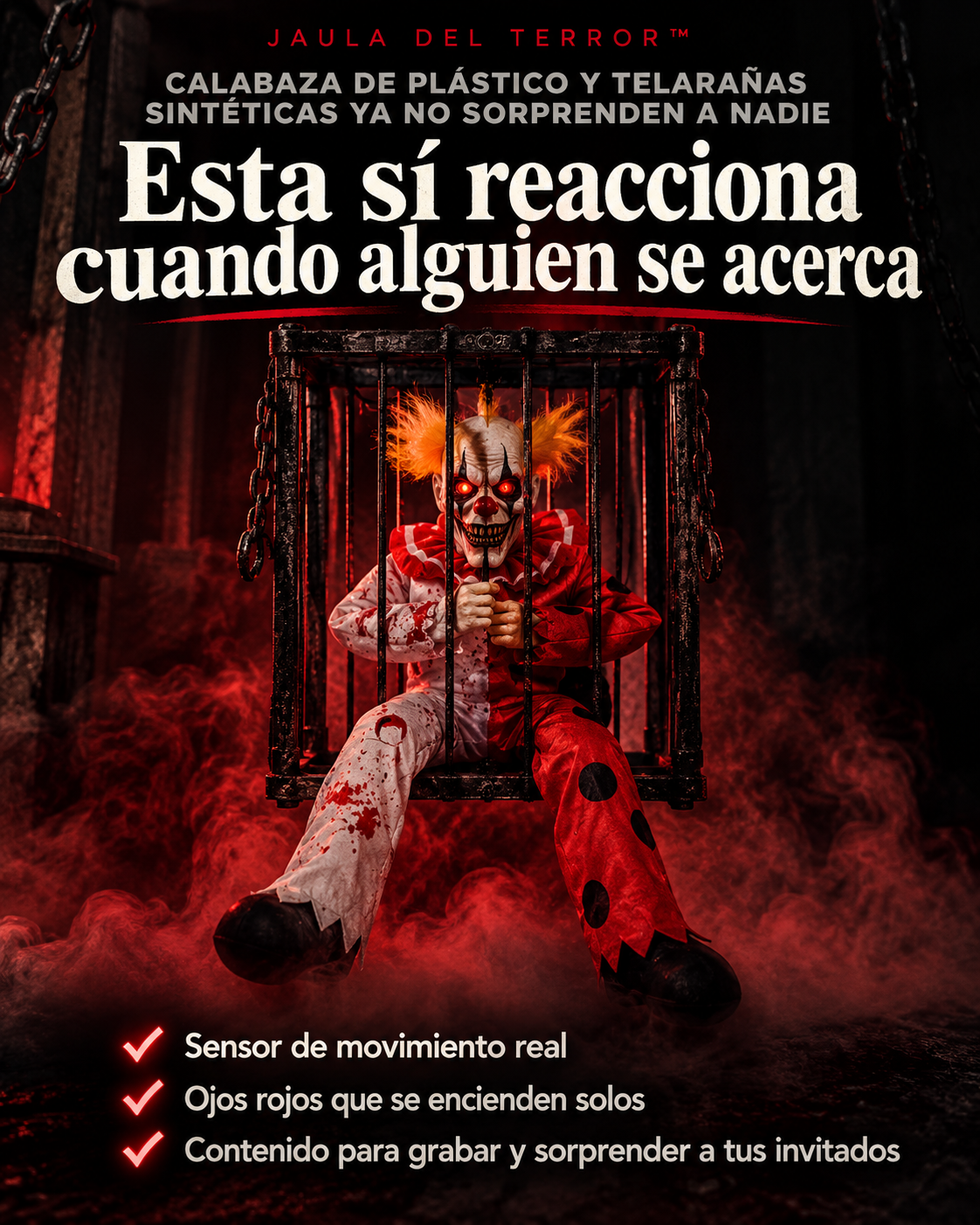 Muñeco De HalloweenJaula Con Luz Y Movim