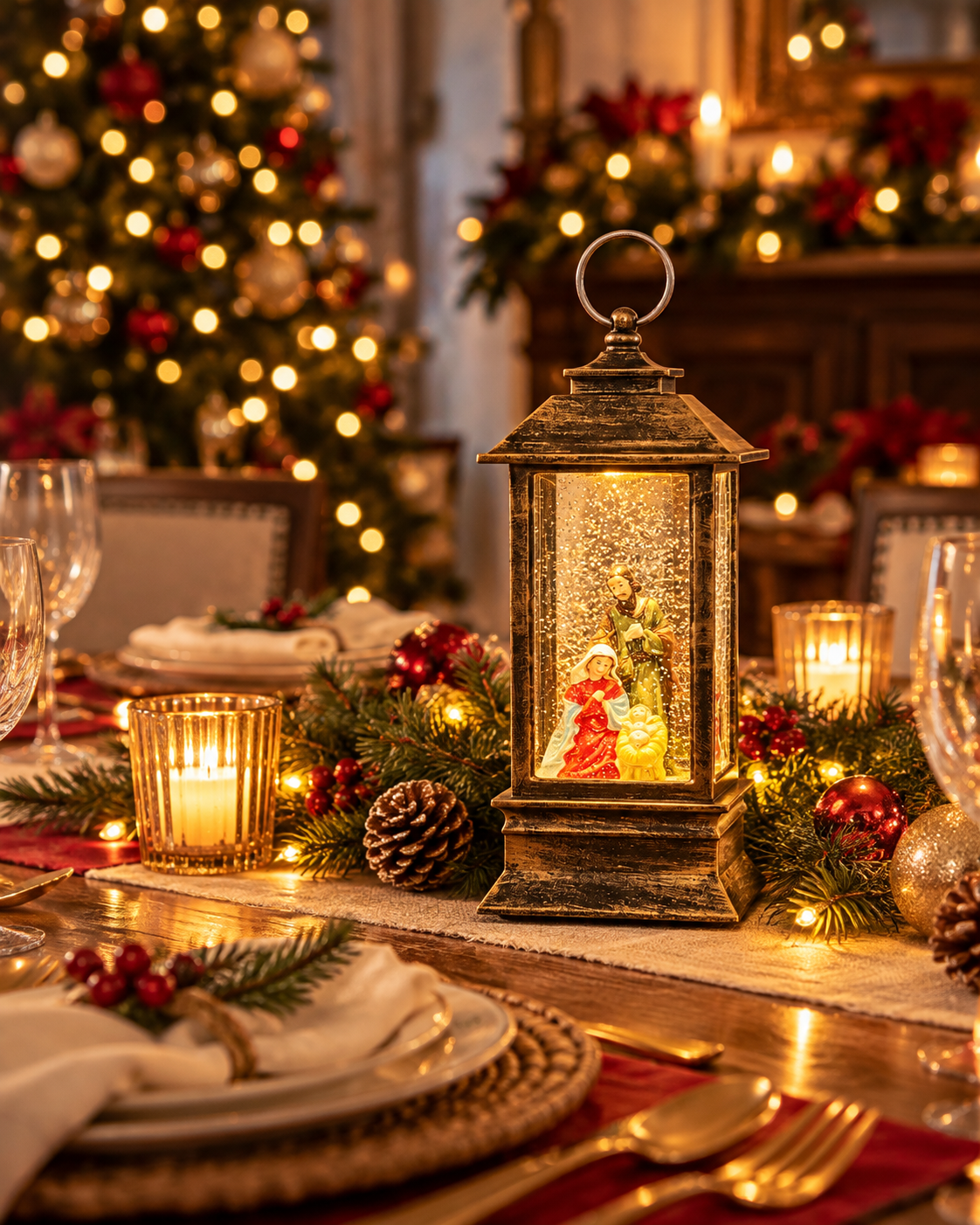 Farol del Pesebre como centro de mesa navideño