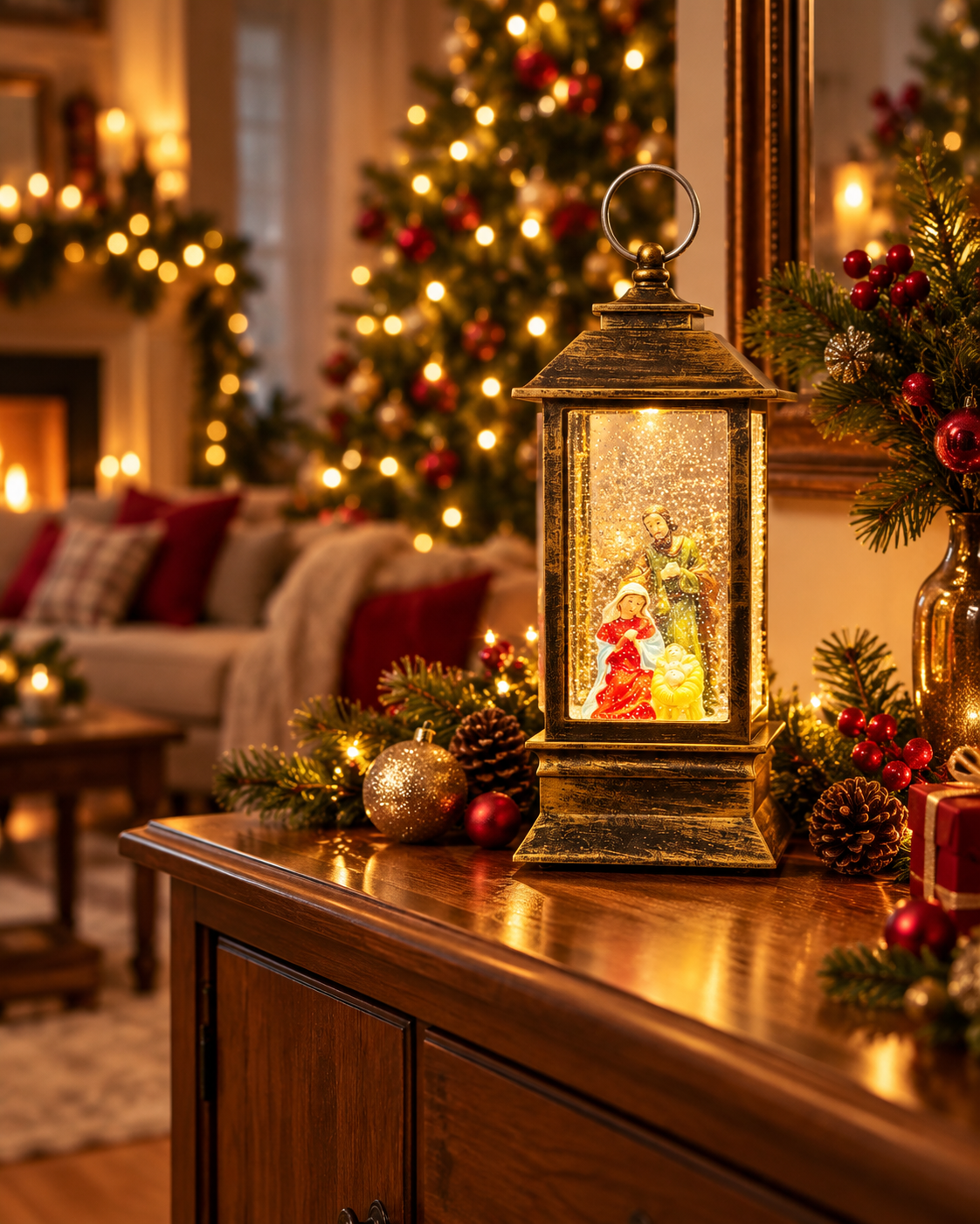 Farol del Pesebre con el nacimiento iluminado