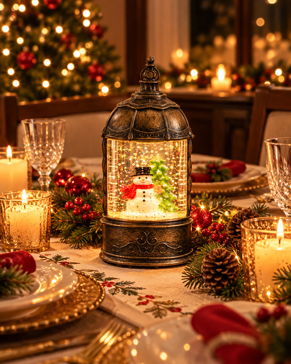 Farolito de Navidad como centro de mesa navideño
